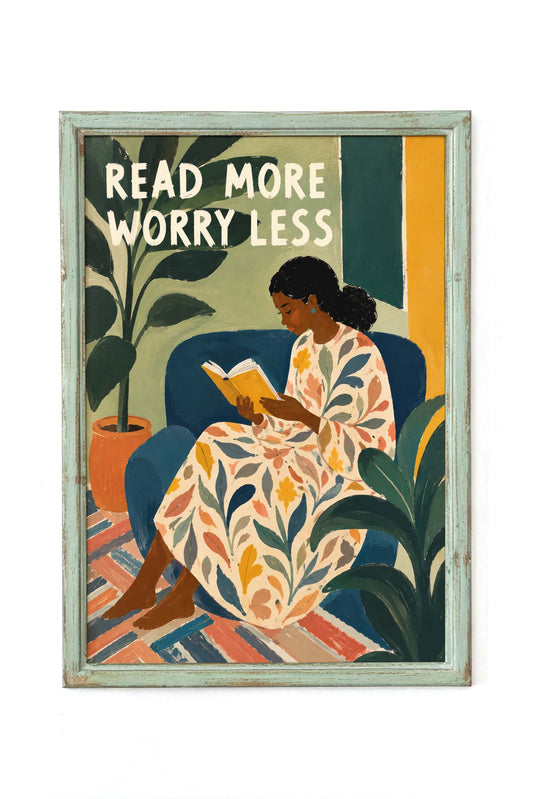 Woman Reading Floral Wall Art