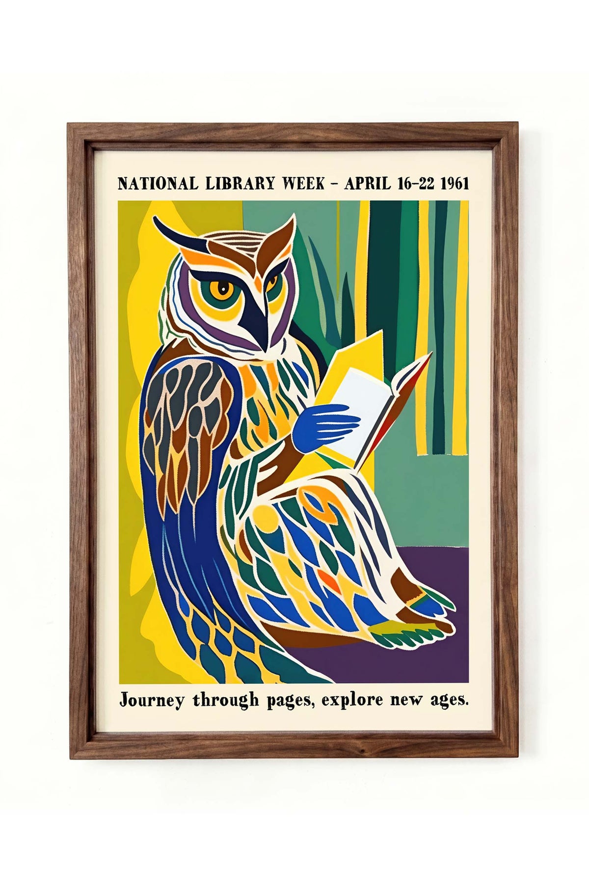 National Library Week Owl Reading Poster Print