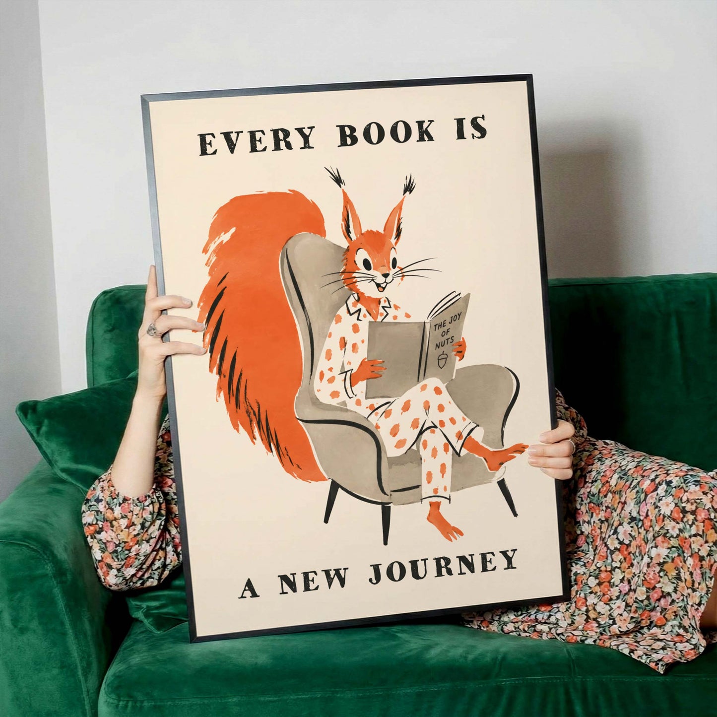 Squirrel Reading Book Poster