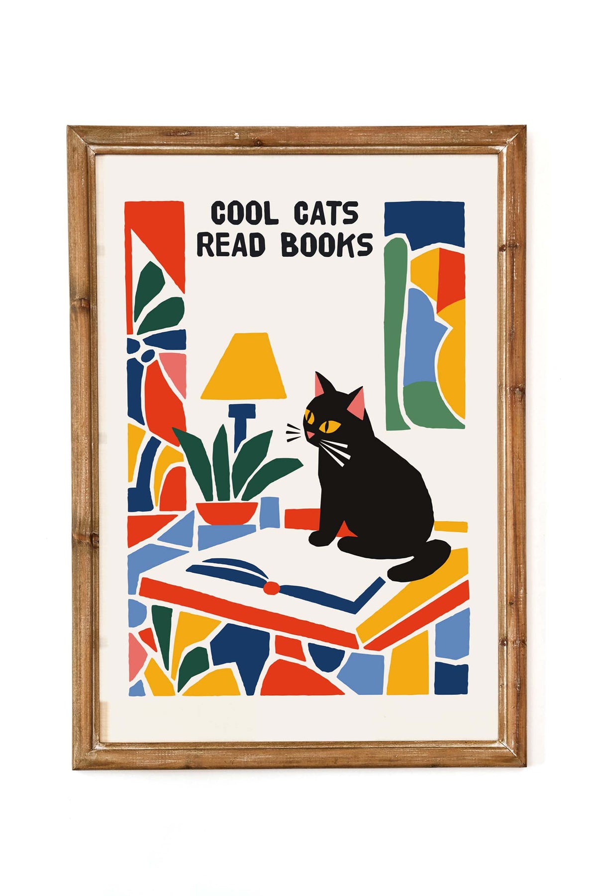 Cool Cats Reading Books Wall Art Print