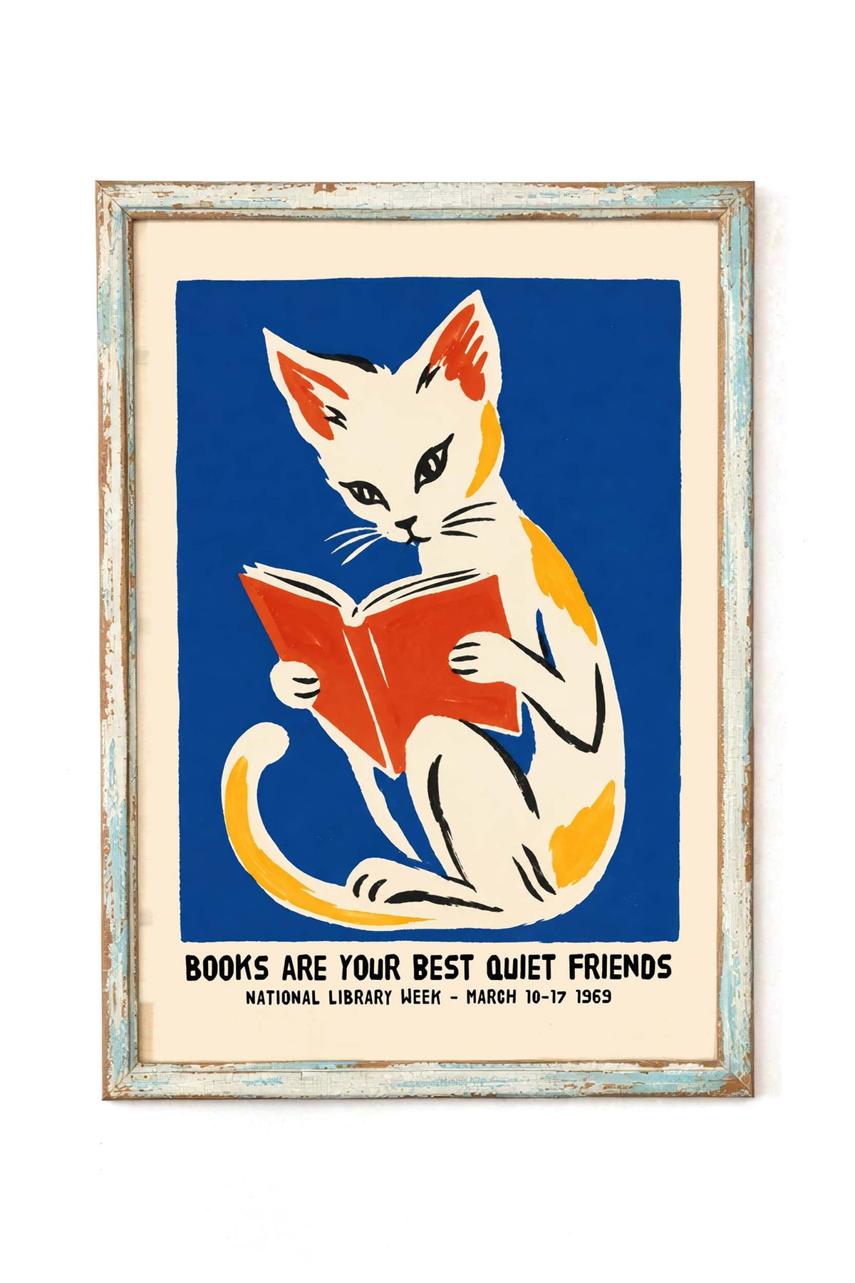 Reading Cat Library Wall Art