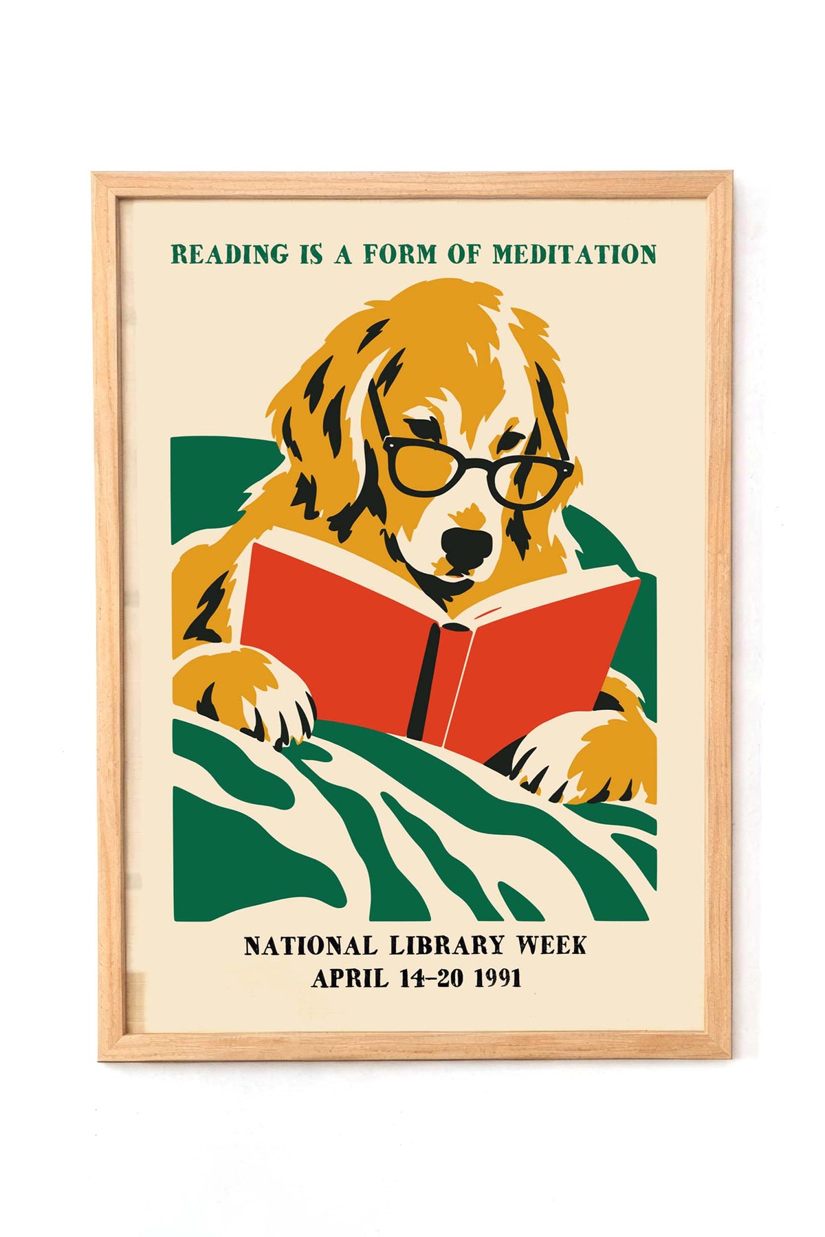 Book Lover Dog Reading Wall Art Print