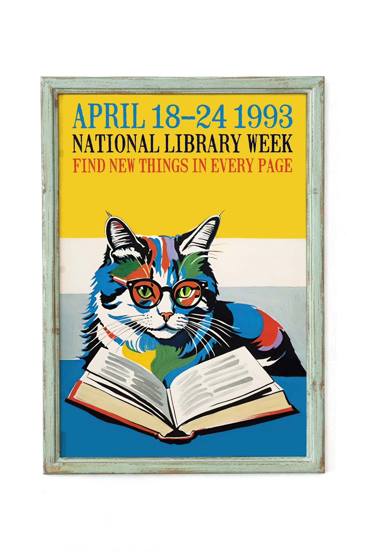 Reading Cat Library Week Poster Print