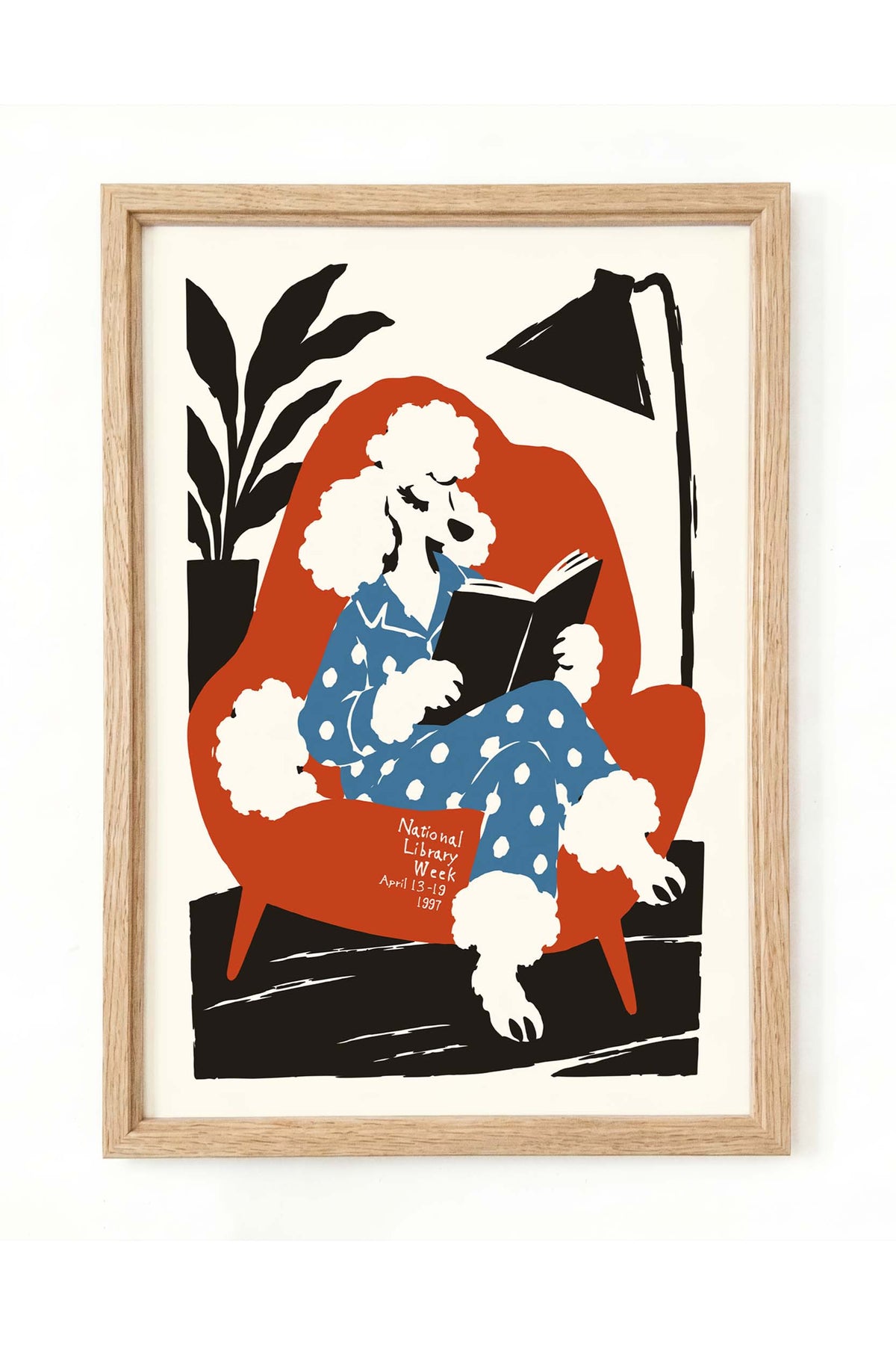 National Library Week Poodle Reading Print
