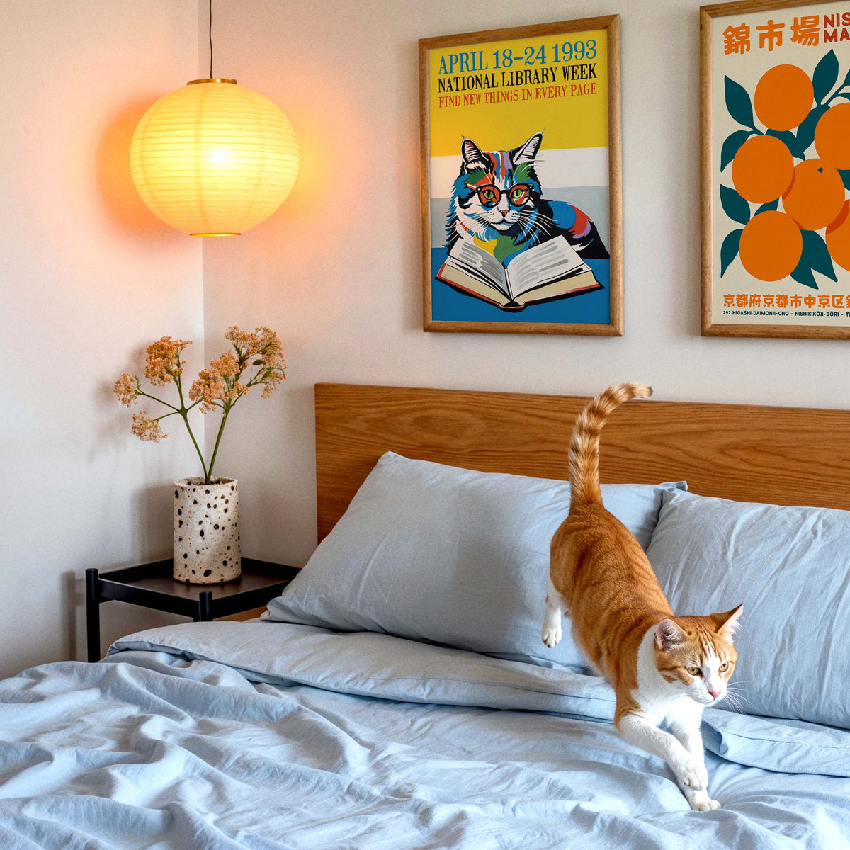 Reading Cat Library Week Poster Print