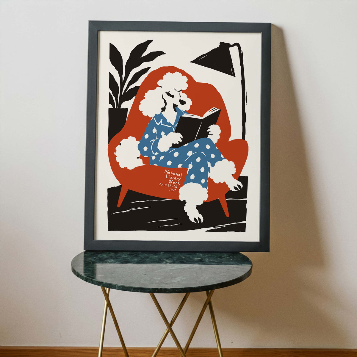 National Library Week Poodle Reading Print