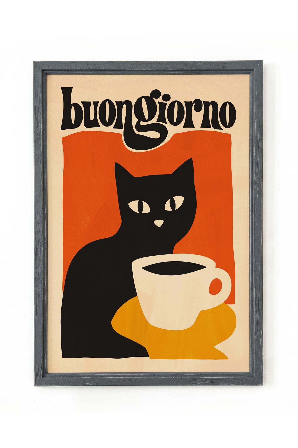 Black Cat Coffee Poster Print