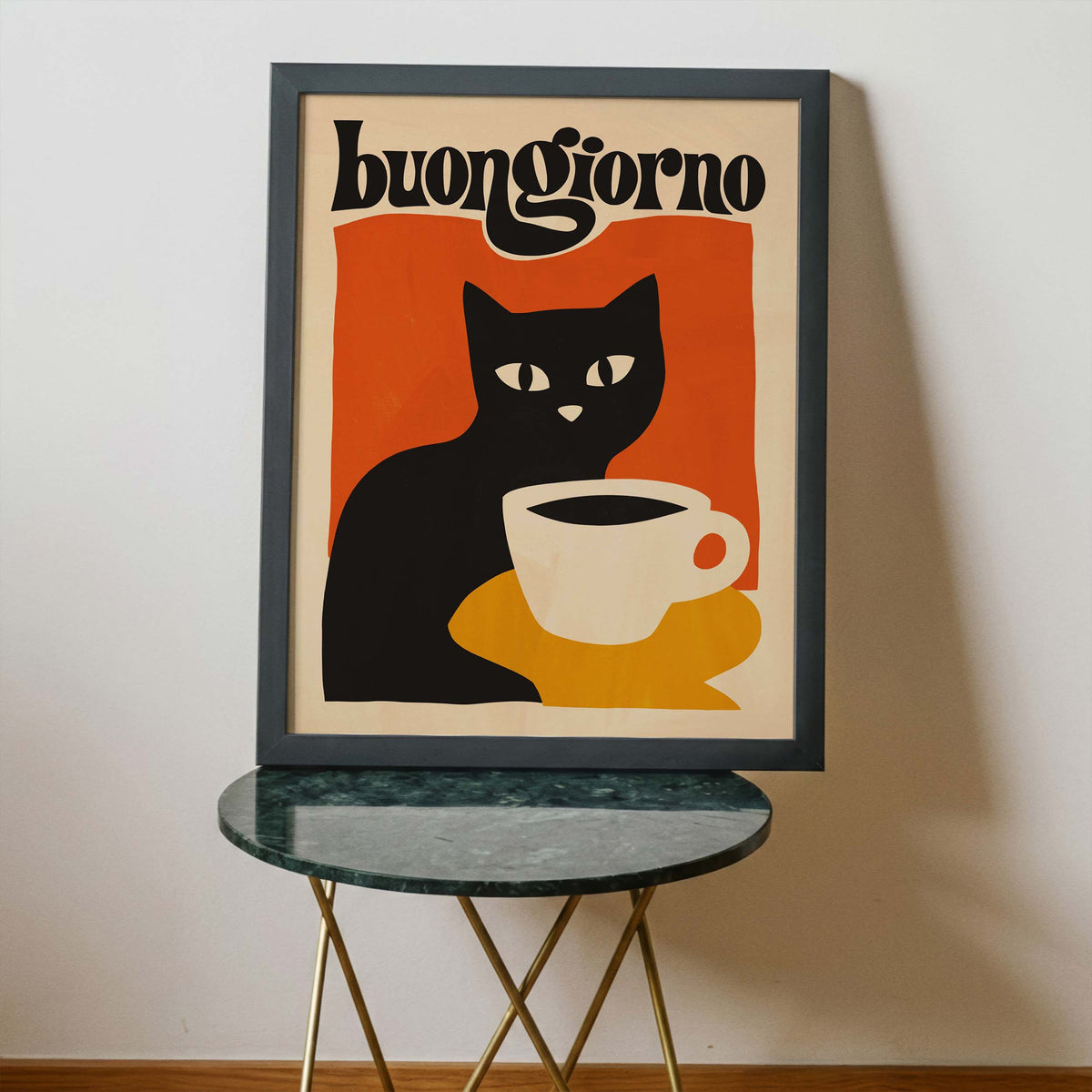 Black Cat Coffee Poster Print