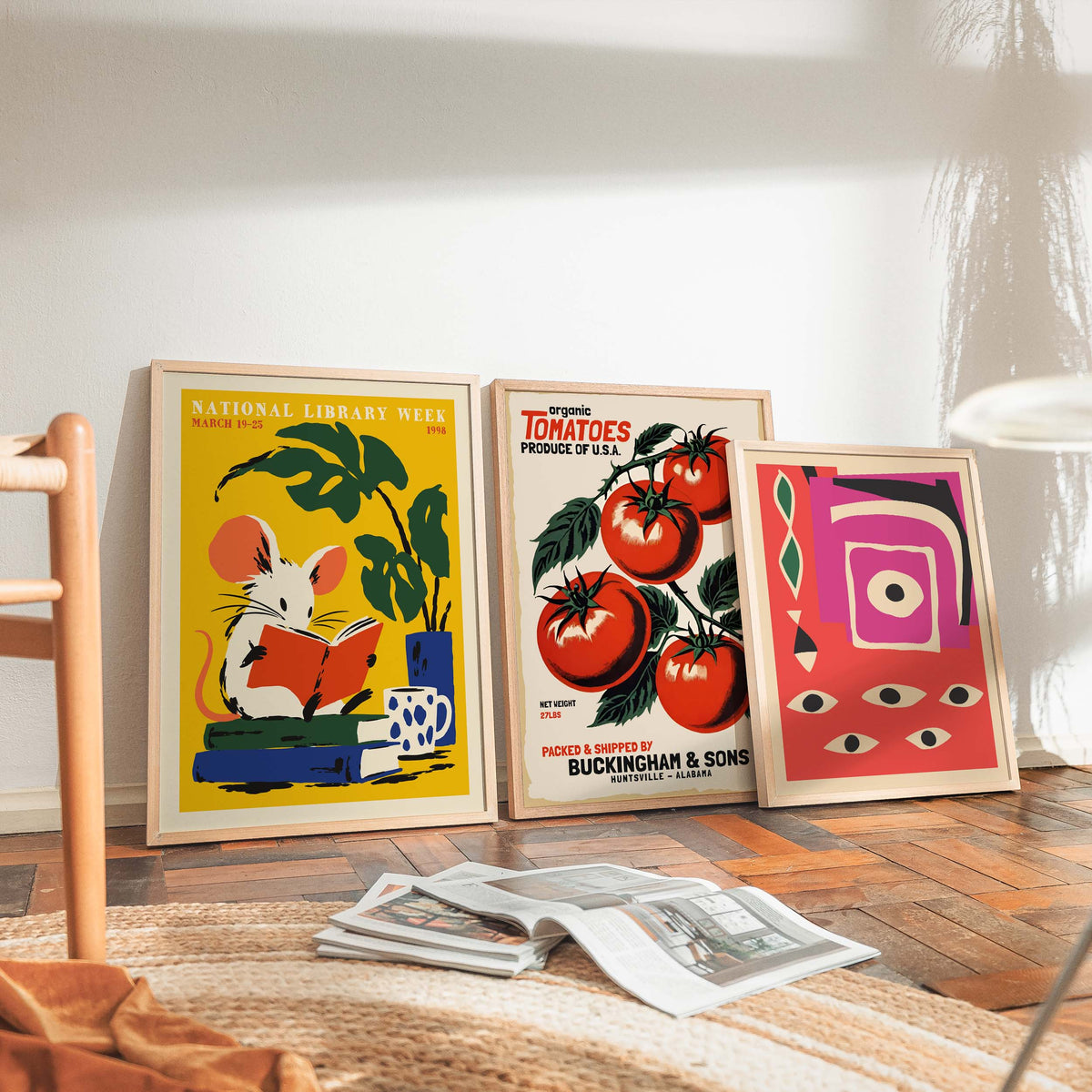 National Library Week Reading Mouse Wall Art Print