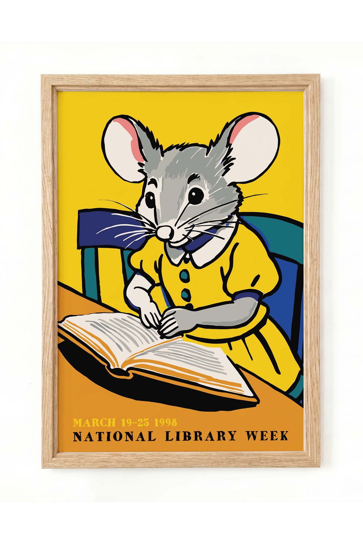 Reading Mouse Library Poster Print