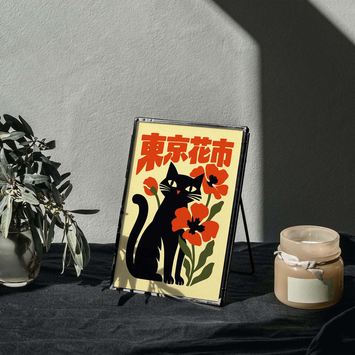 Japanese Cat Poppy Flower Wall Art