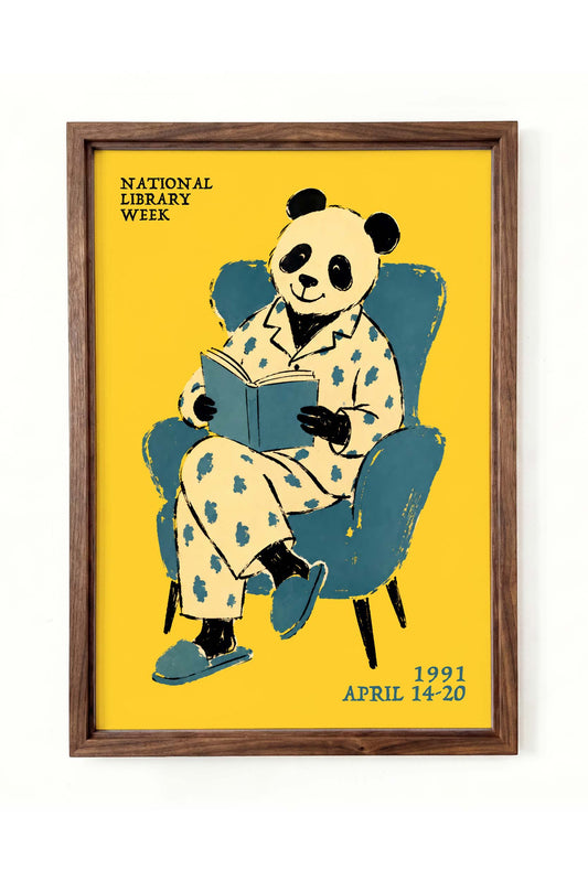 Panda Reading Book Wall Art
