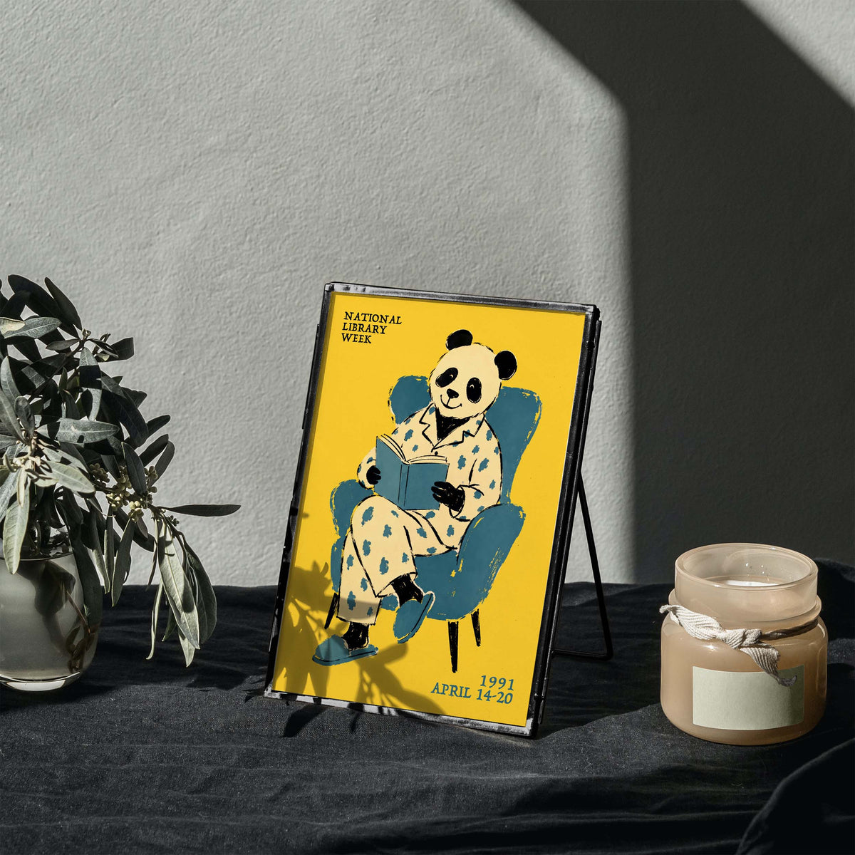 Panda Reading Book Wall Art