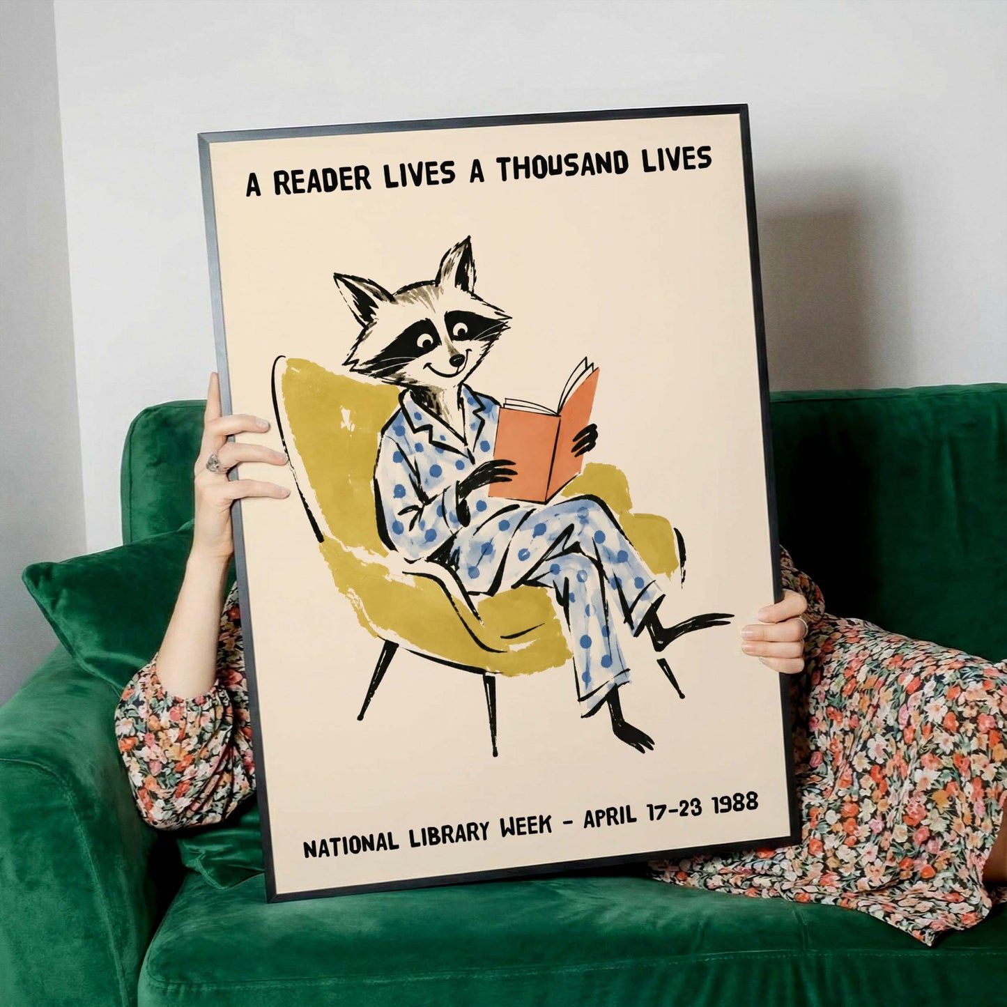 National Library Week Raccoon Poster