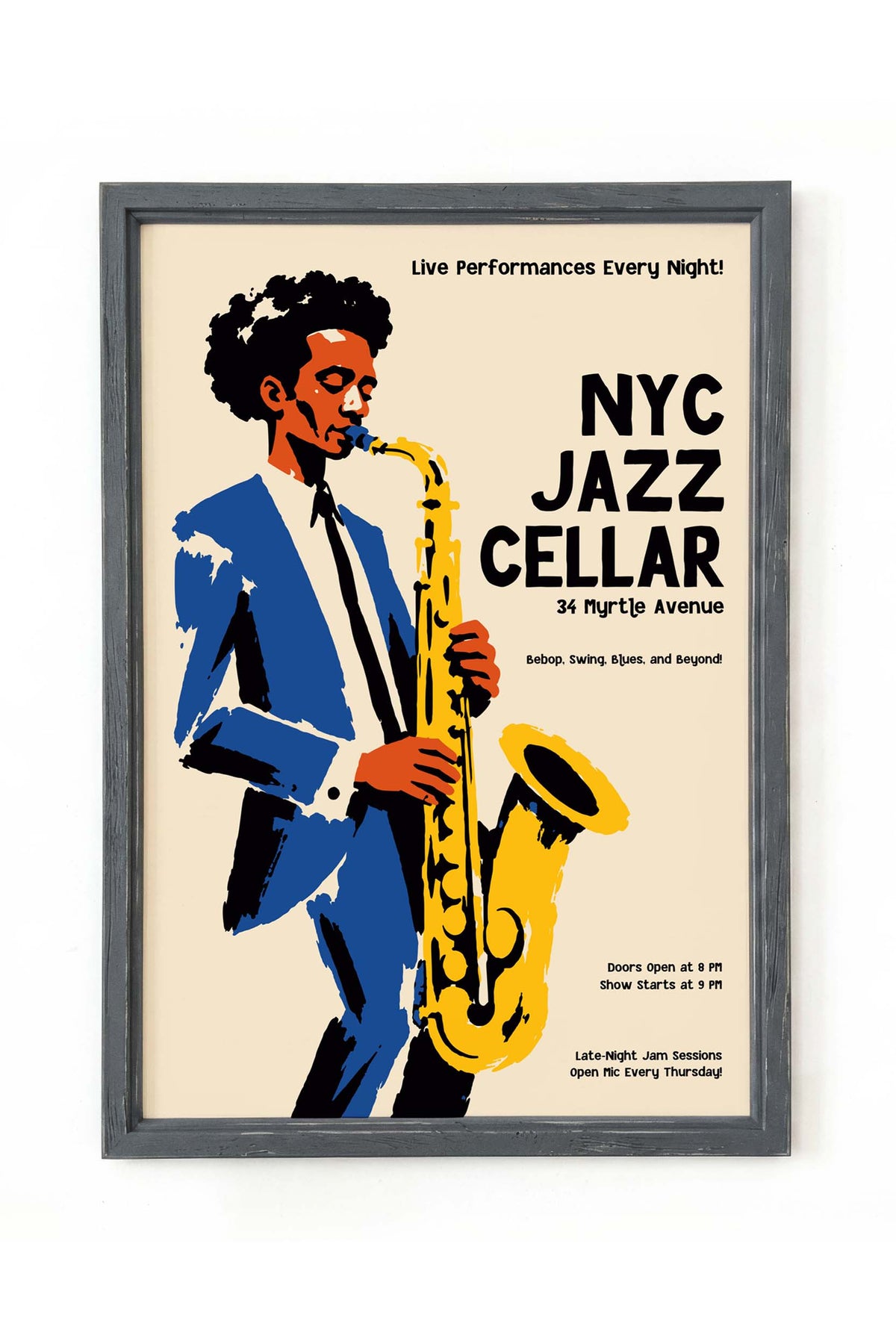 NYC Jazz Club Saxophone Wall Art