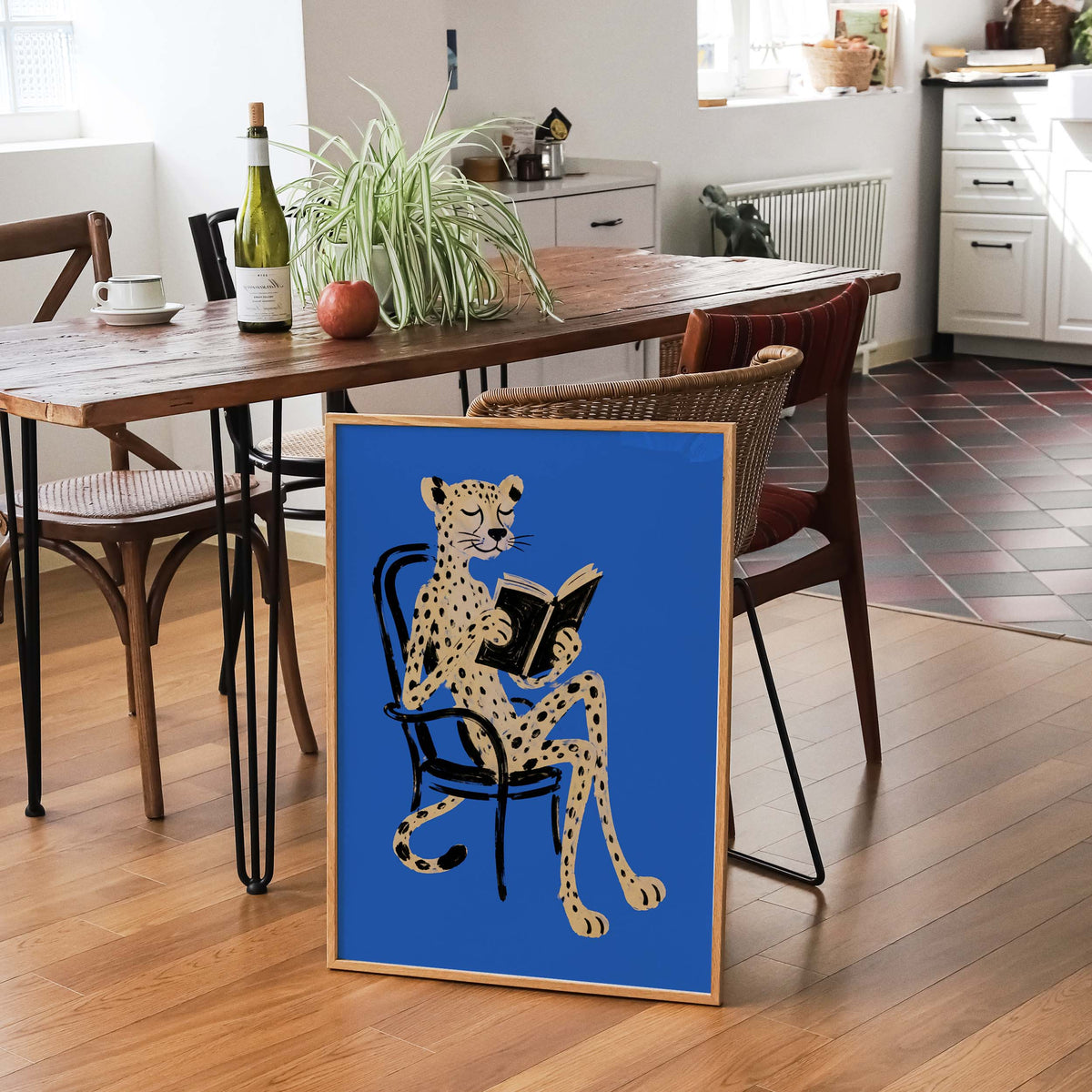 Leopard Reading Books Wall Art