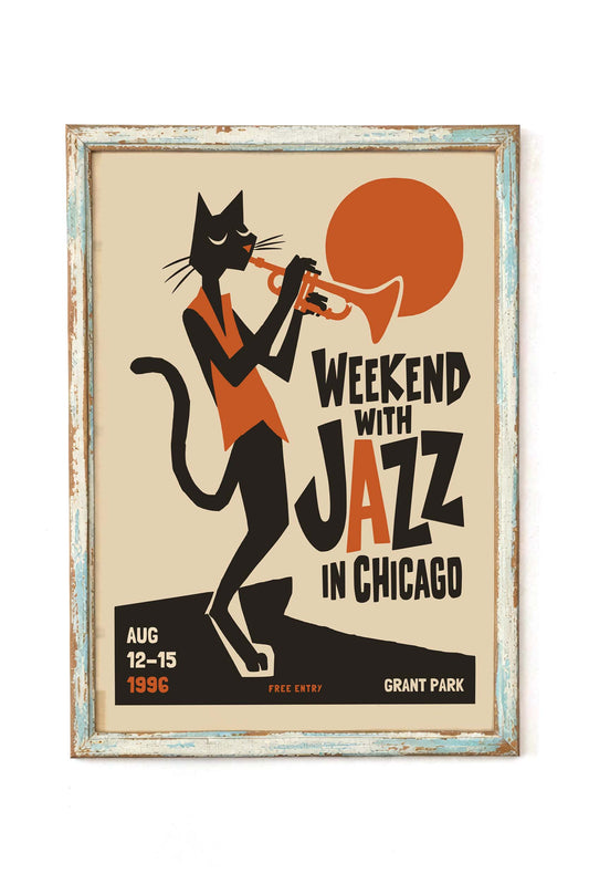 Jazz Cat Chicago Poster