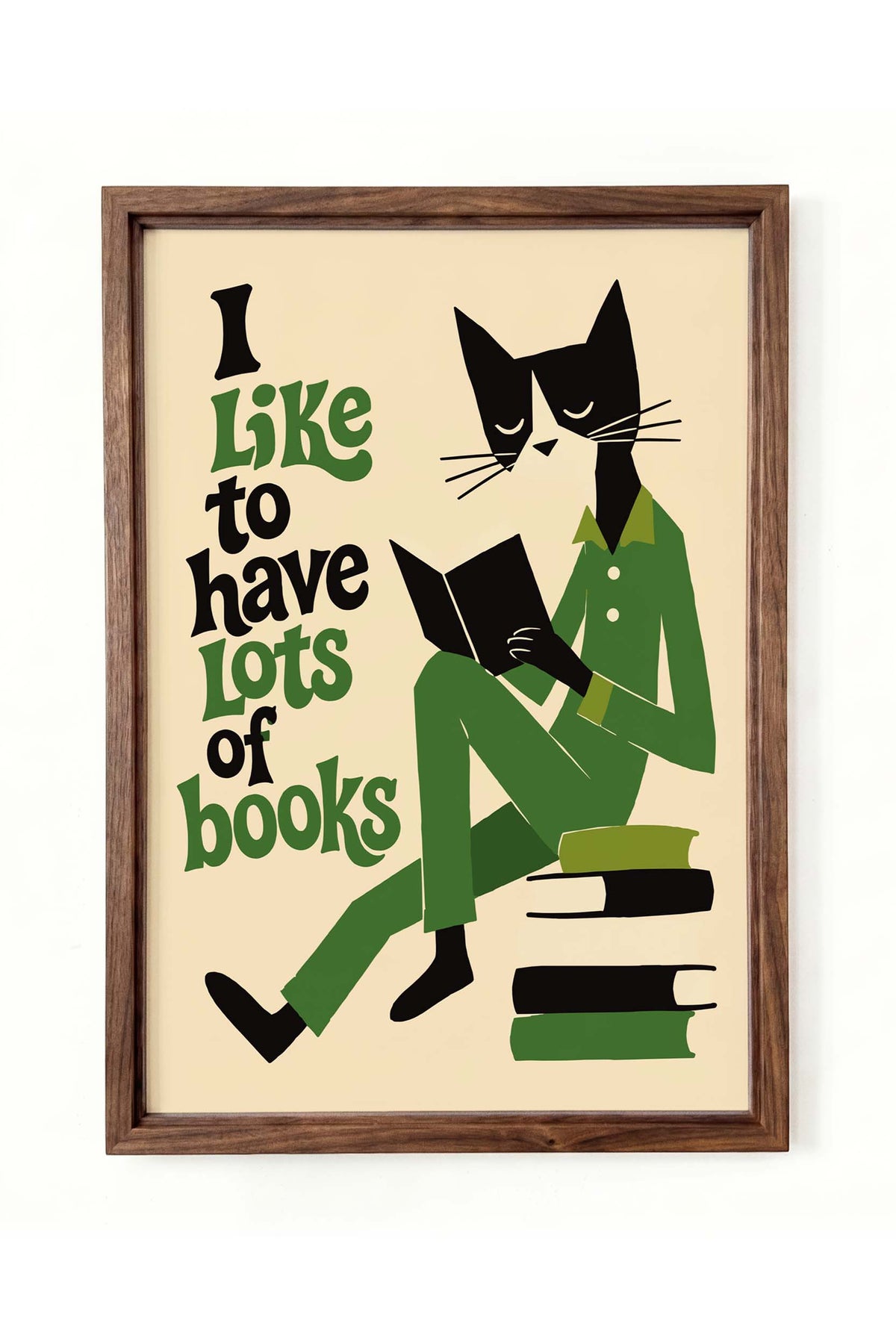Cat Reading Books Wall Art
