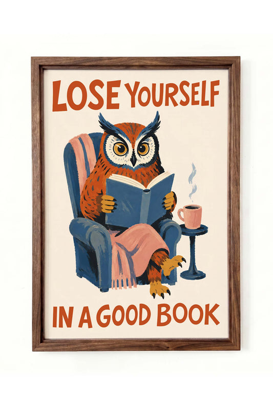 Wise Owl Reading Book Wall Art