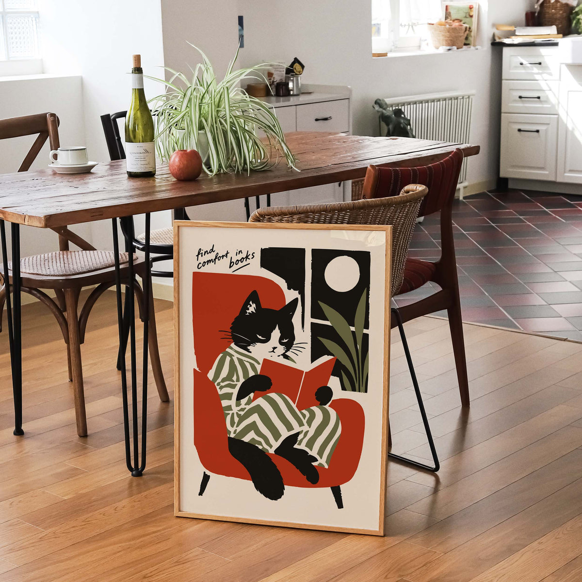 Reading Cat Poster Print