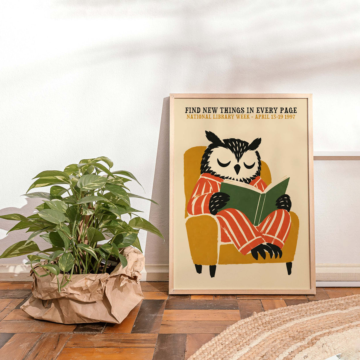 National Library Week Owl Reading Poster