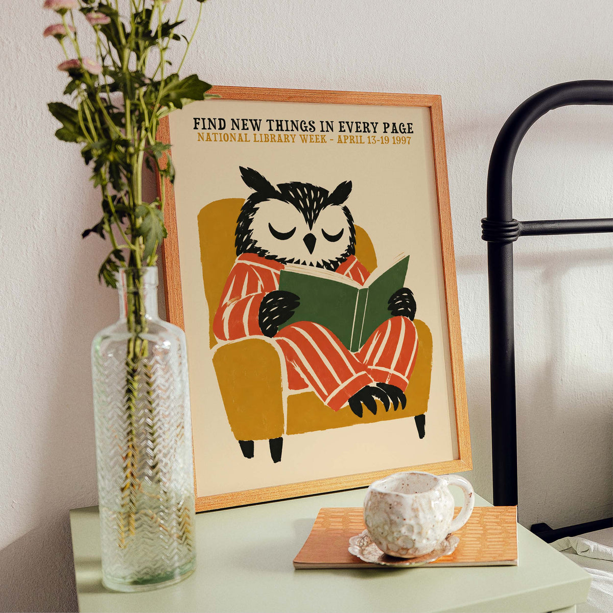 National Library Week Owl Reading Poster