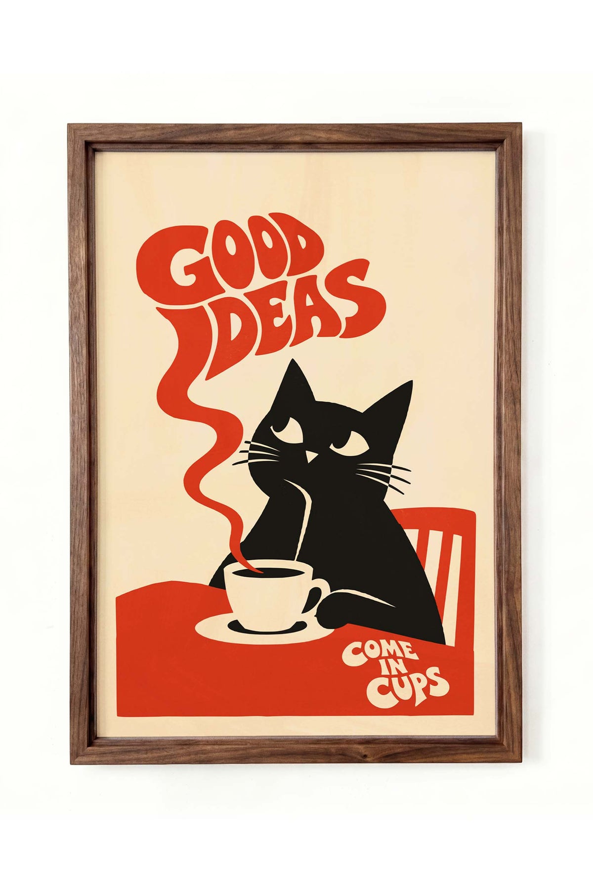 Black Cat Coffee Wall Art Print