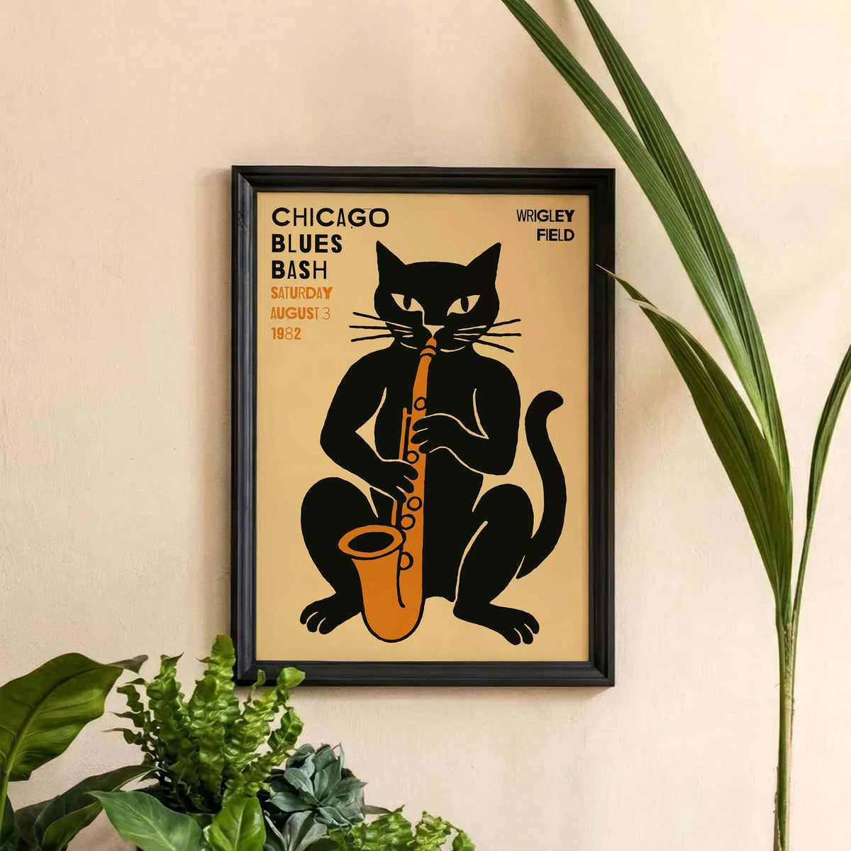 Chicago Blues Cat Saxophone Poster