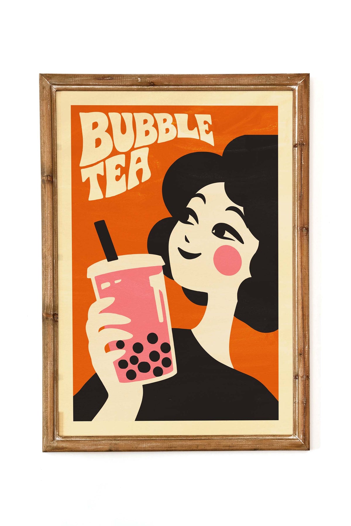 Bubble Tea Girl Wall Art Print