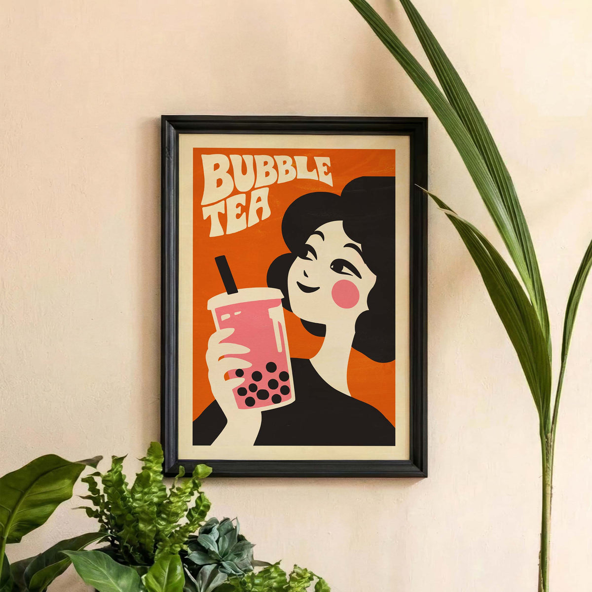 Bubble Tea Girl Wall Art Print