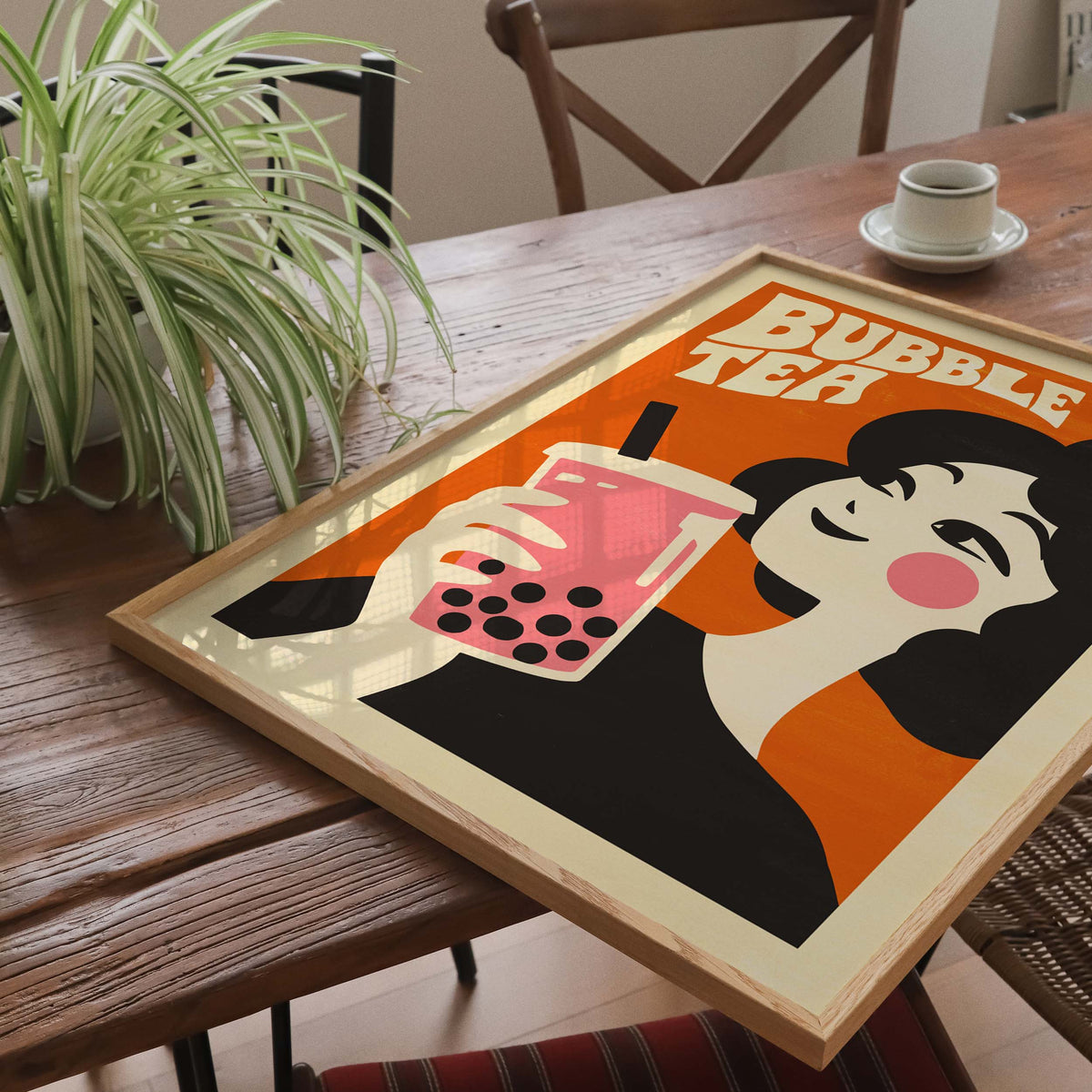 Bubble Tea Girl Wall Art Print