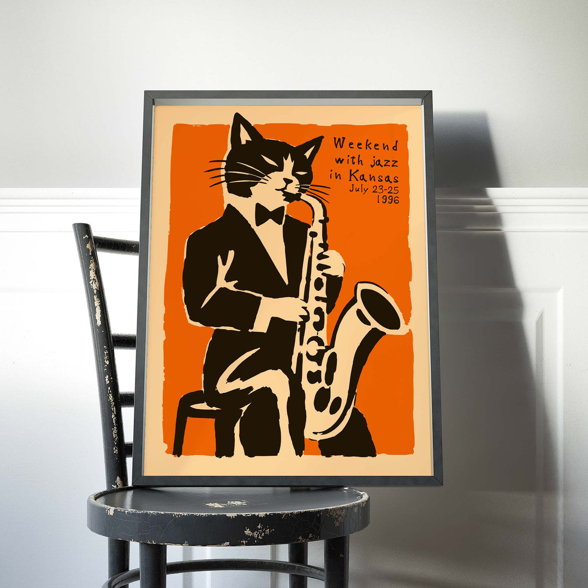 Jazz Cat Saxophone Wall Art