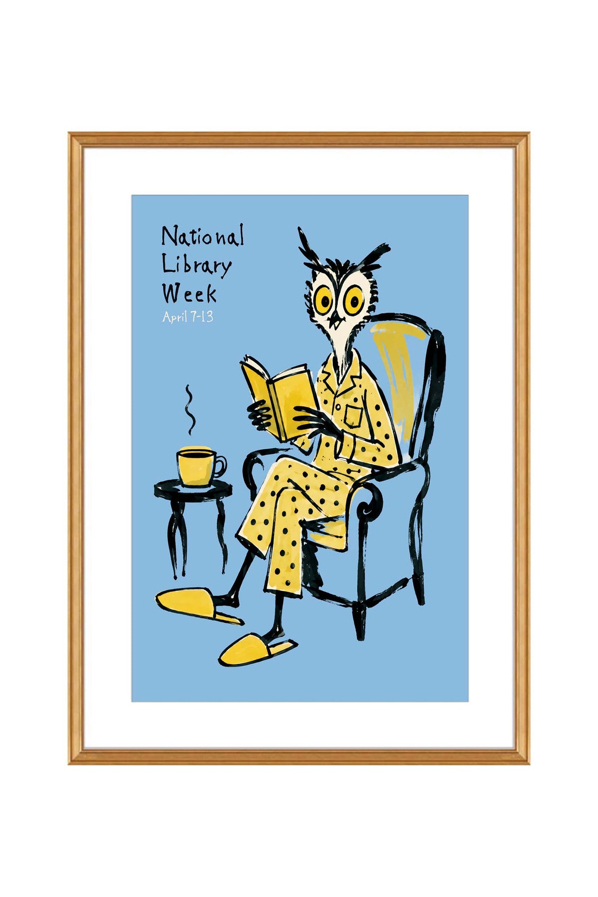 National Library Week Owl Reading Print