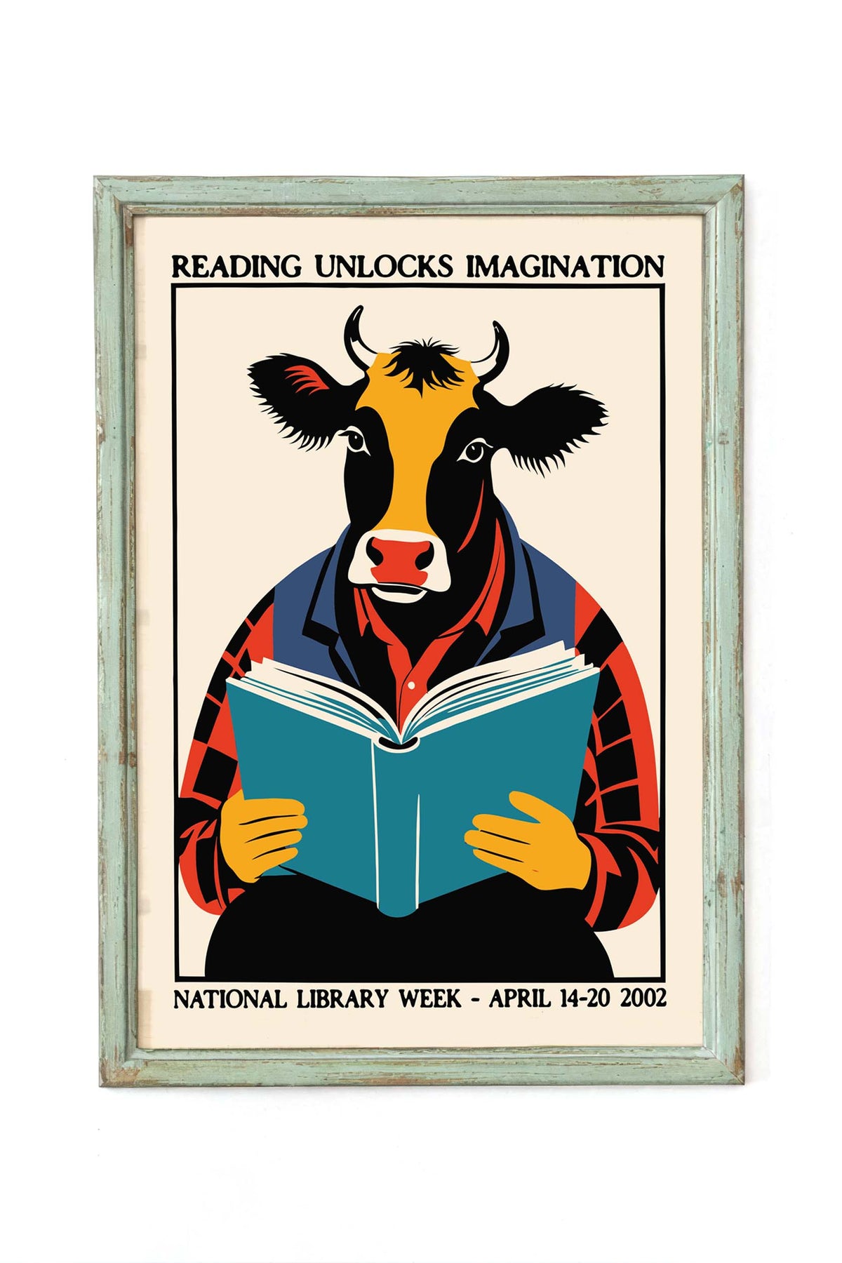 National Library Week Reading Cow Poster