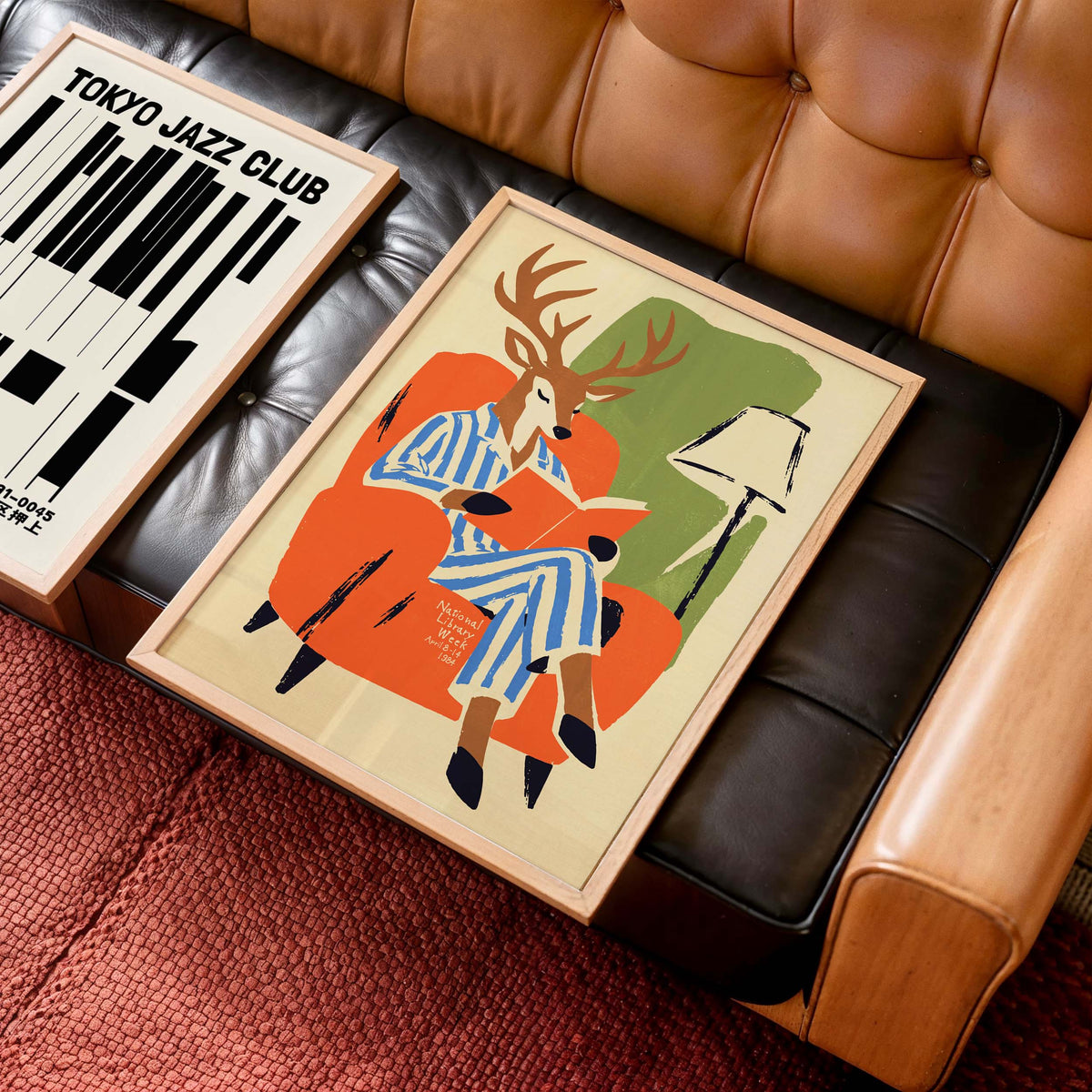 Deer Reading Book Wall Art Print