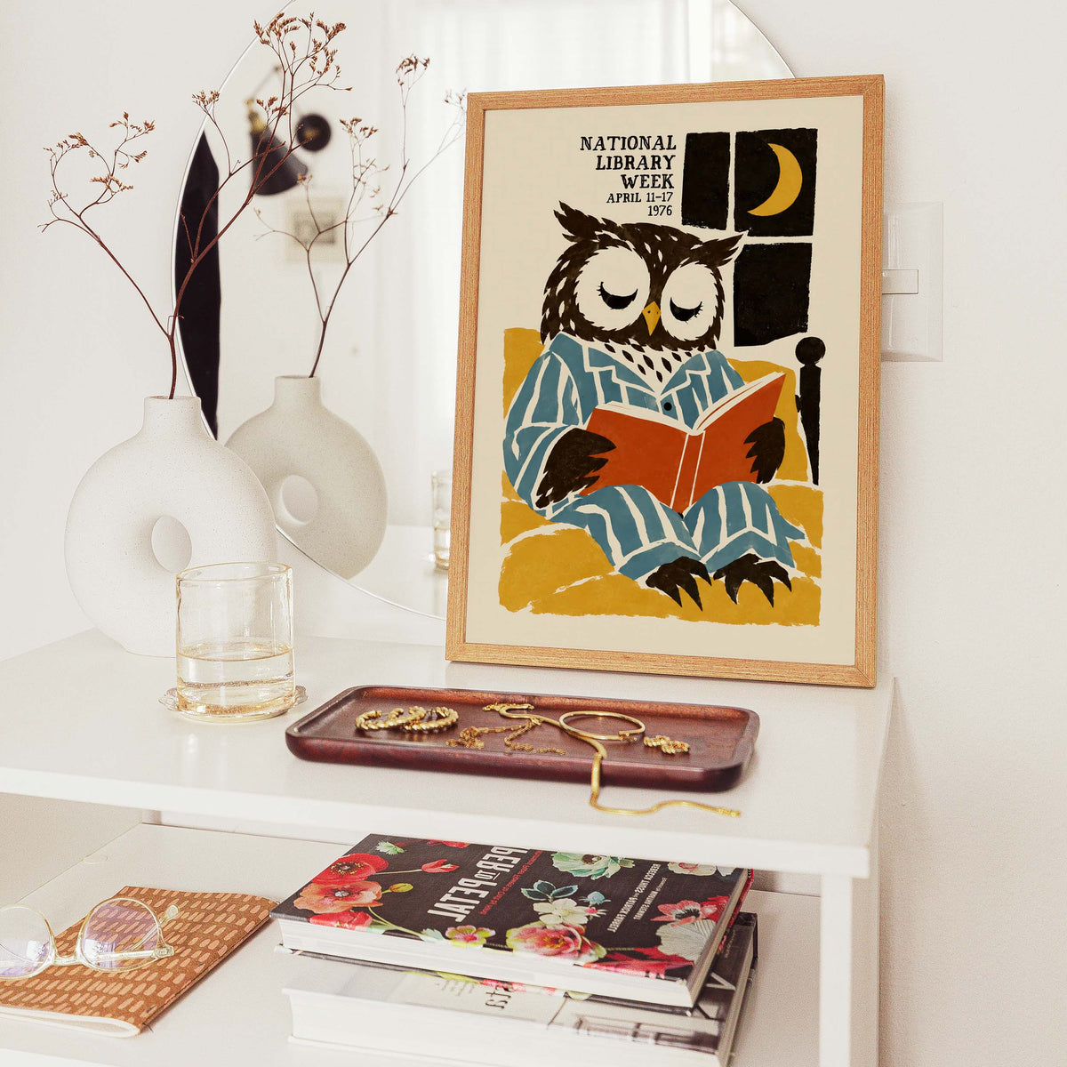 Reading Owl Library Poster Print