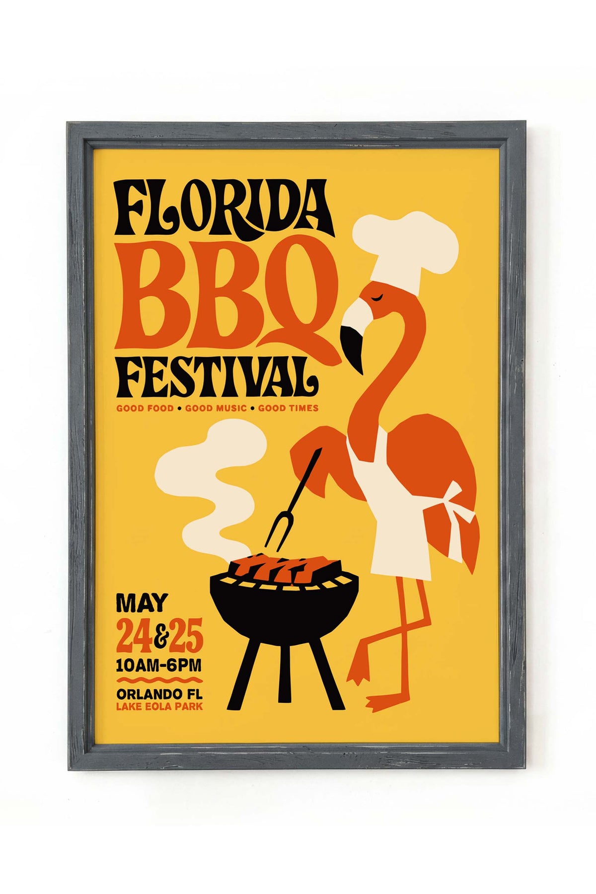 Florida BBQ Festival Flamingo Print