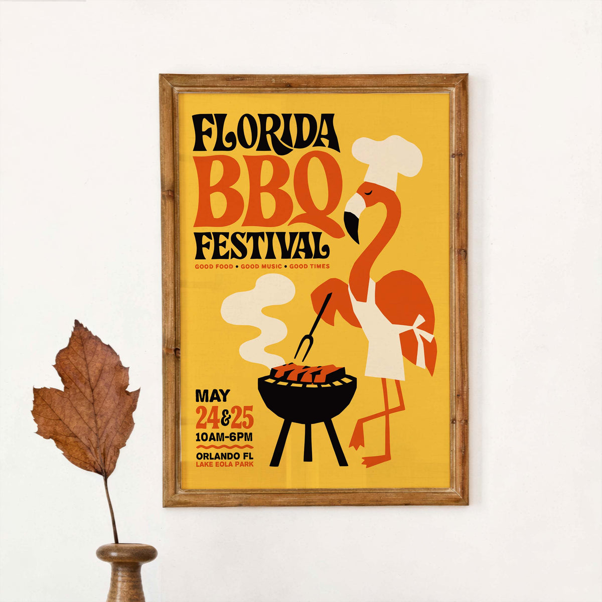 Florida BBQ Festival Flamingo Print