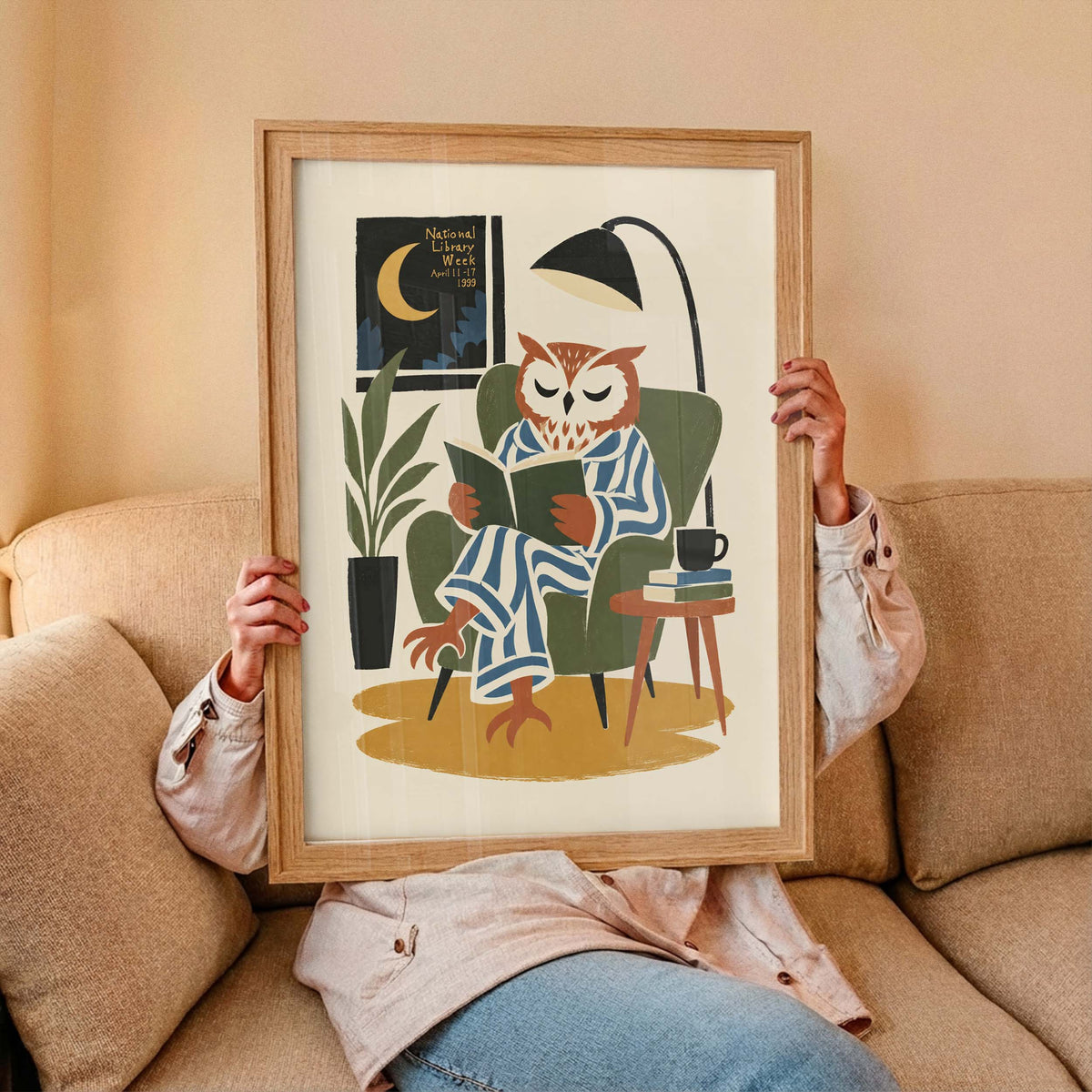 Owl Reading Book Lover Wall Art