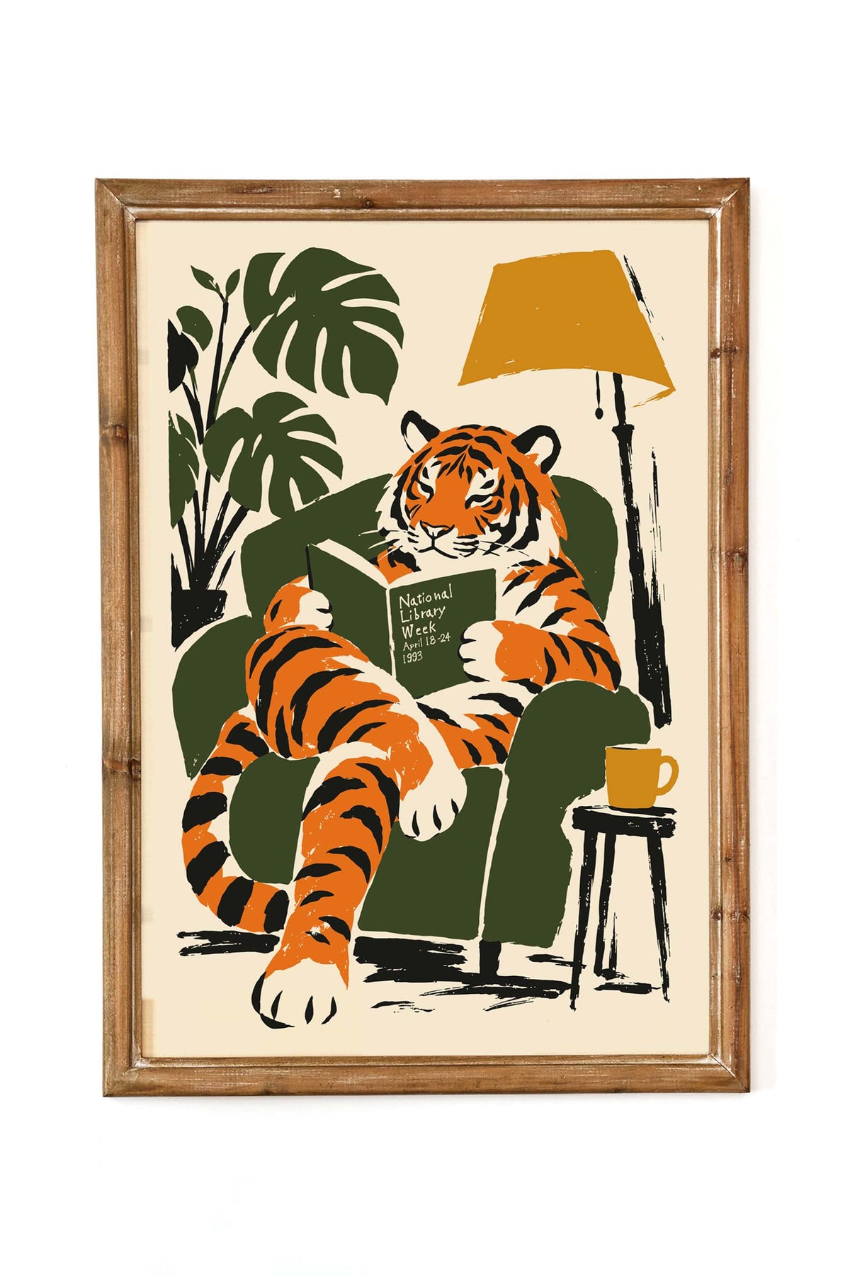 National Library Week Tiger Reading Poster