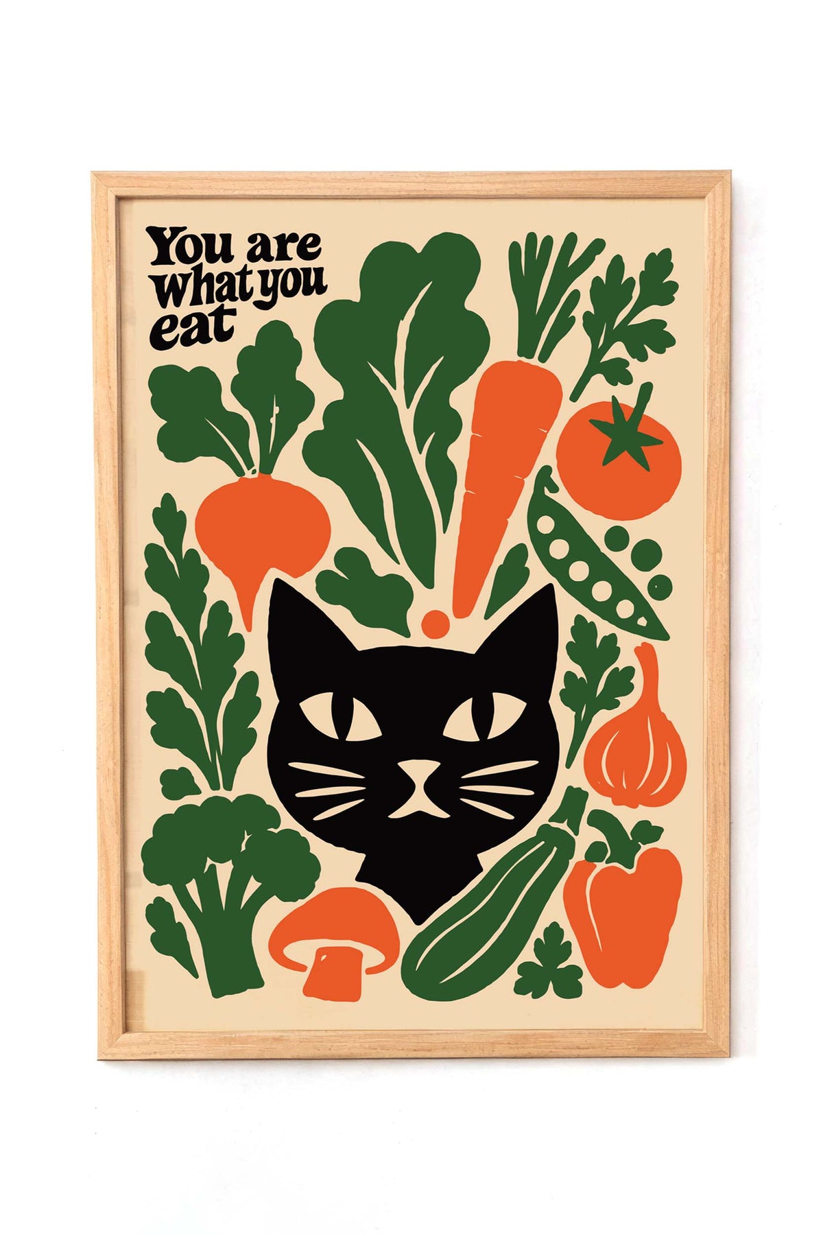 Black Cat Vegetable Kitchen Wall Art