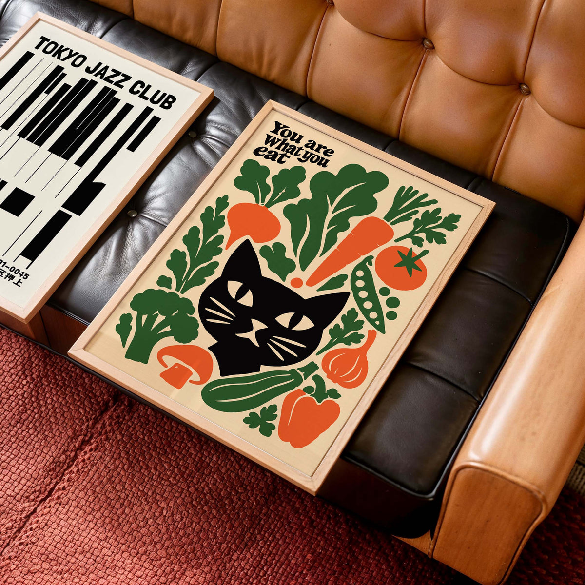 Black Cat Vegetable Kitchen Wall Art