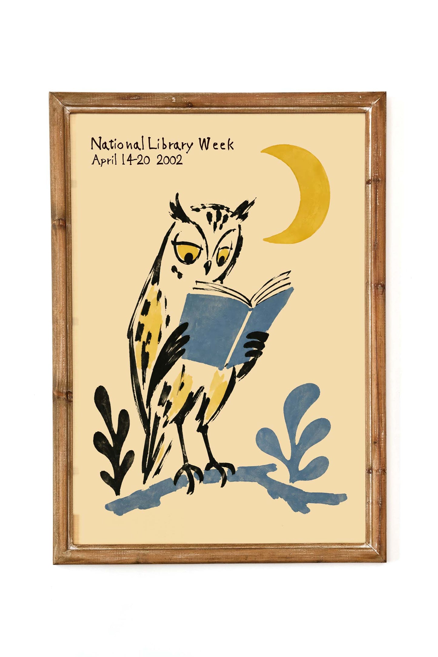 National Library Owl Reading Print