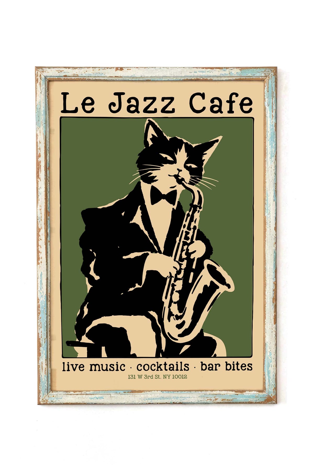 Jazz Cat Saxophone Cafe Print