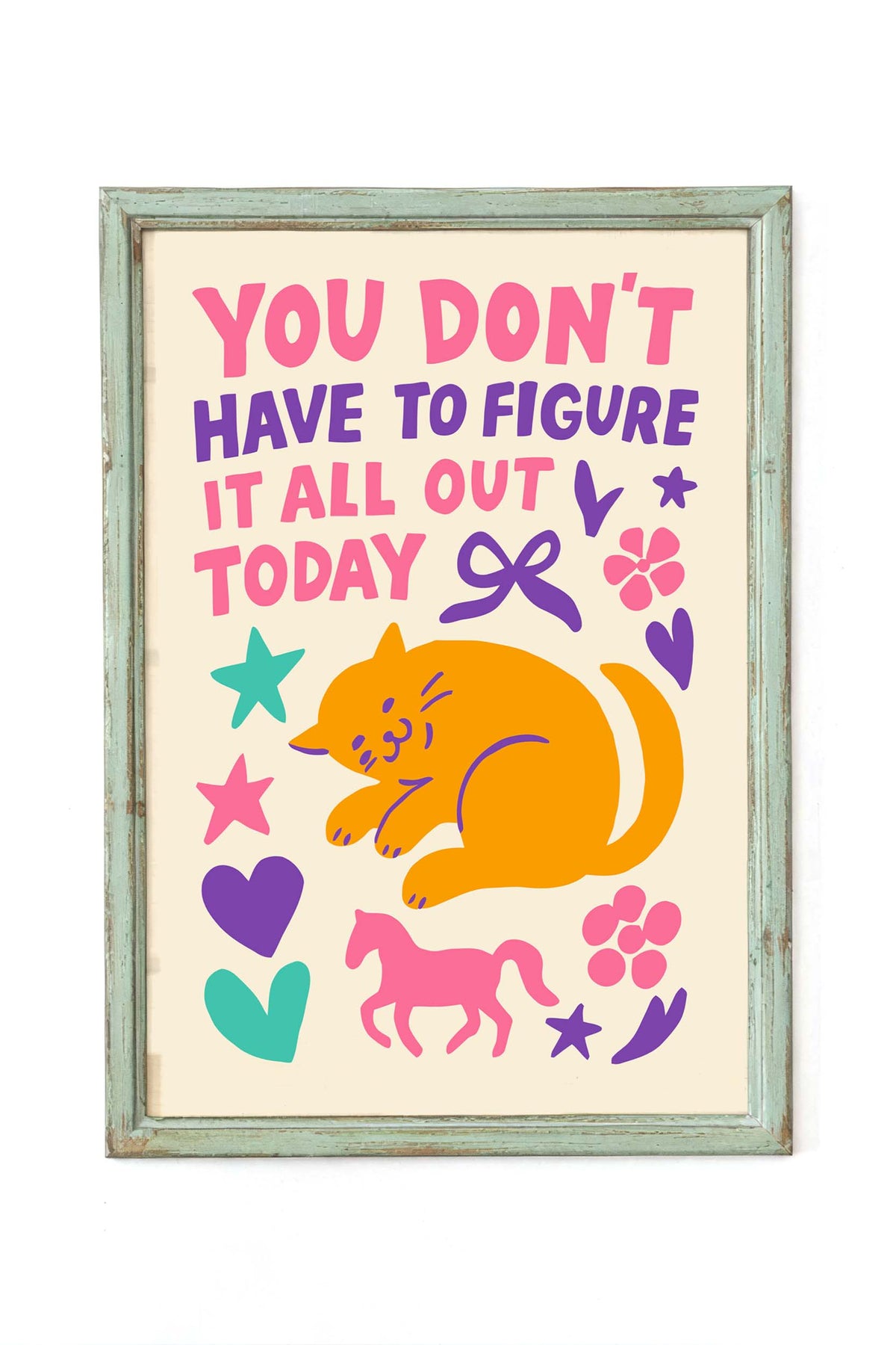 Orange Cat Motivational Wall Art Print