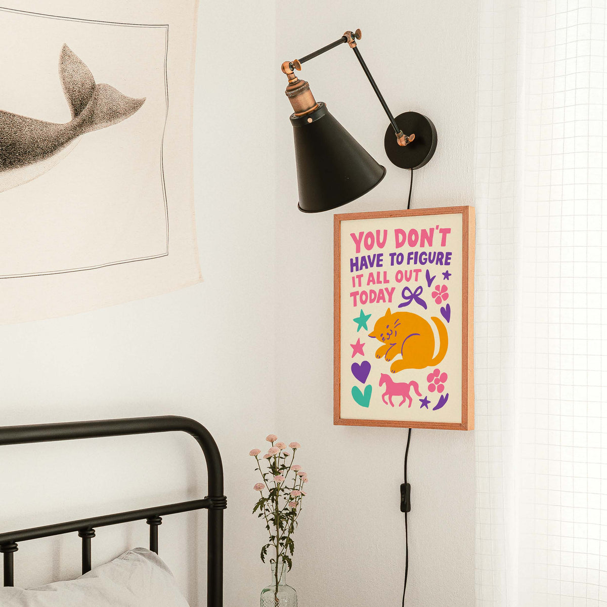 Orange Cat Motivational Wall Art Print