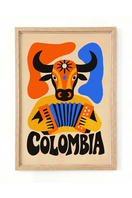Colombia Accordion Cow Poster
