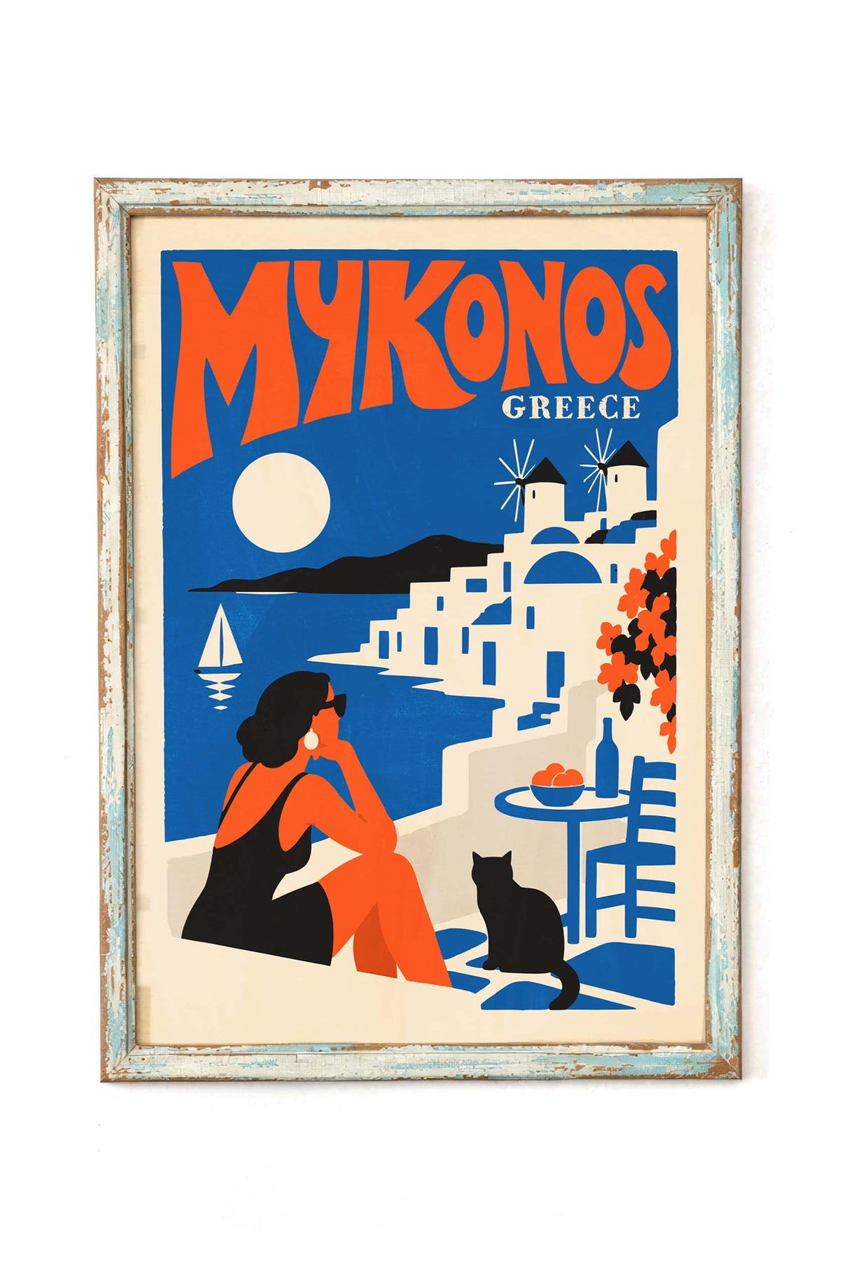 Mykonos Greece Vintage Mediterranean Travel Wall Art