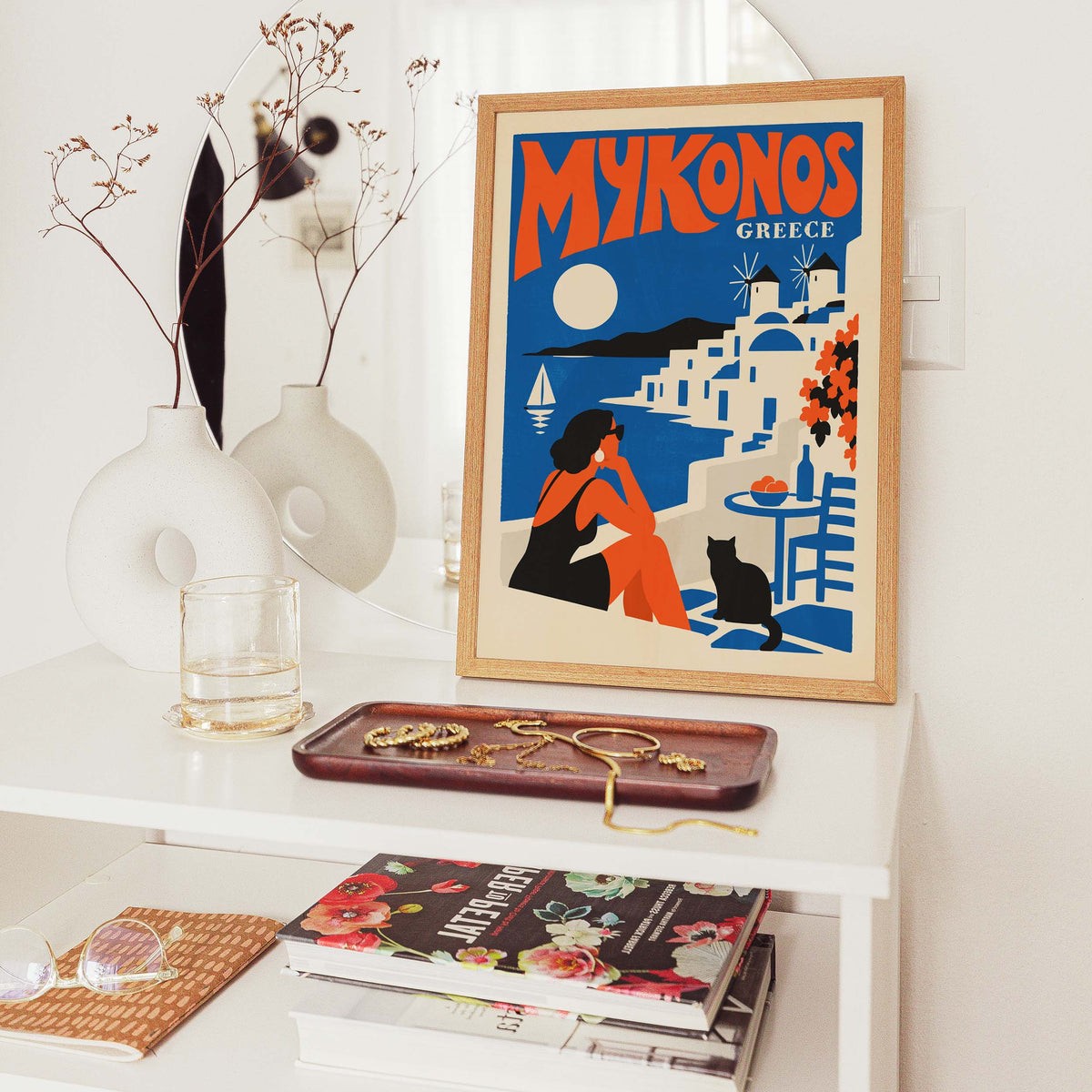 Mykonos Greece Vintage Mediterranean Travel Wall Art