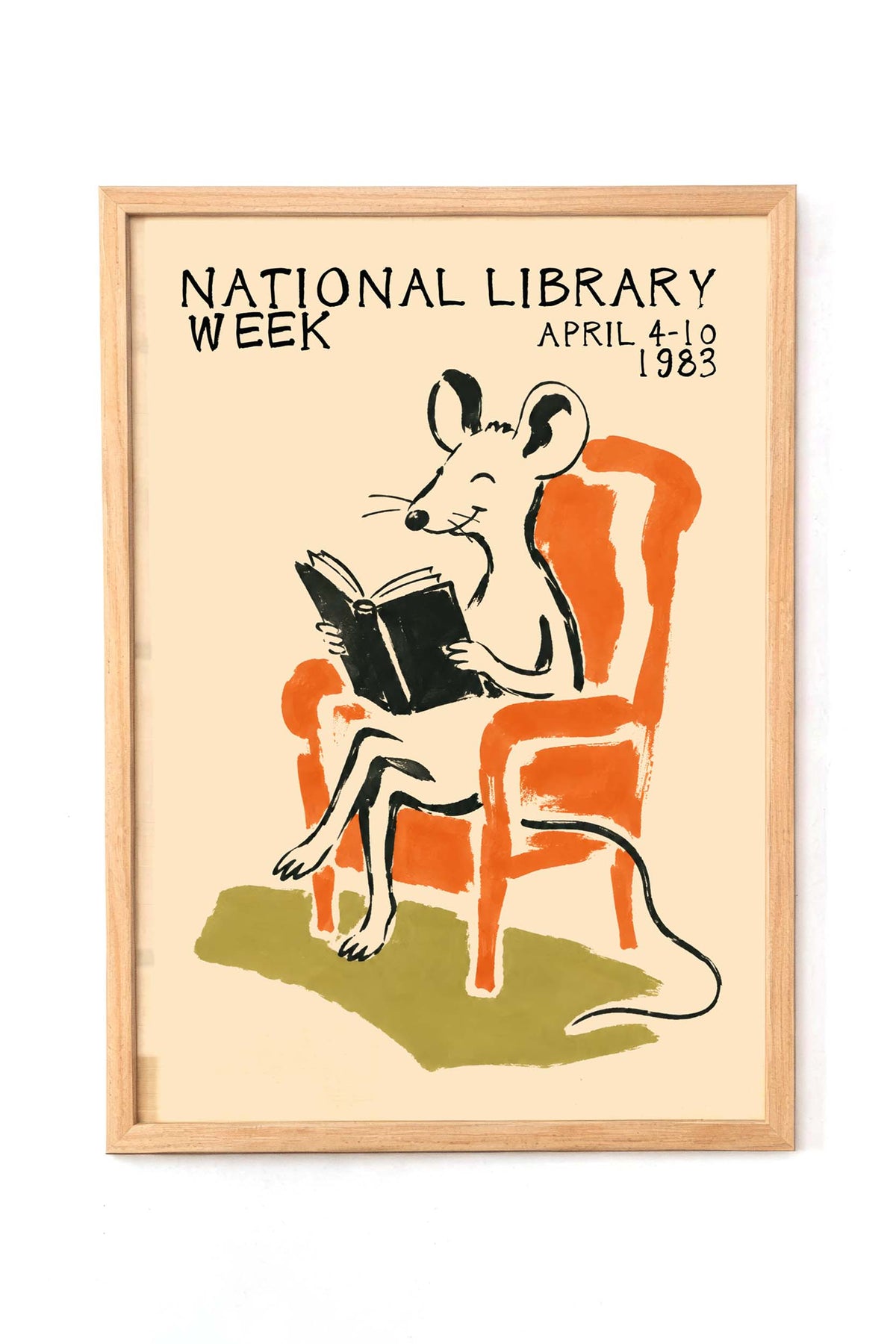 National Library Mouse Reading Poster